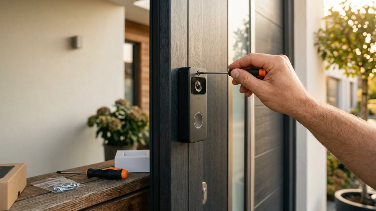 Installing a smart video doorbell during move-in