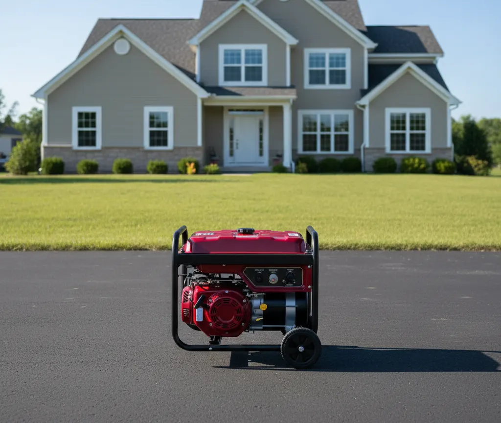 Portable generator placed well away from a house, at least 20 feet from windows and doors